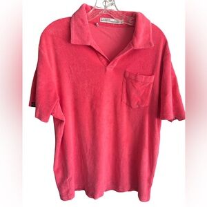 Criquet Terry Cloth Salmon Pink Polo Shirt Beach Dad Large